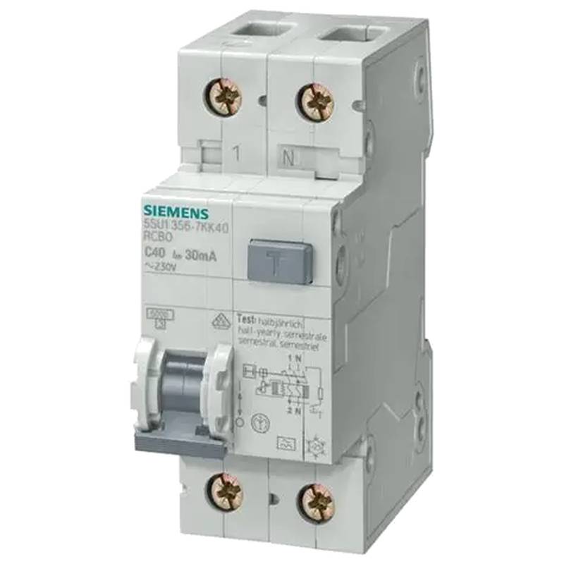 Siemens 5SU9356-7KK63 Double Pole Main Protection RCBO 63A 30mA 1P+N C