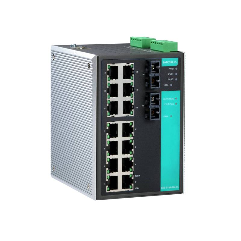 Moxa EDS-516A-MM-SC 16-Port High Density Multi-mode SC Fiber Switch