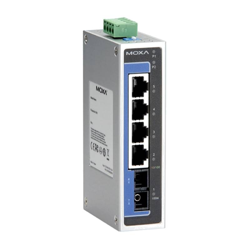 Moxa EDS-205A-M-SC Industrial SC Fiber Optic Switch