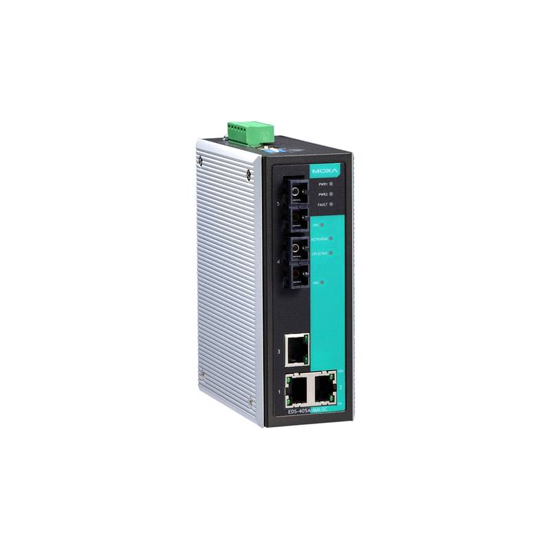 Moxa EDS-405A-SS-SC 5-Port Single-mode SC Industrial Fiber Switch