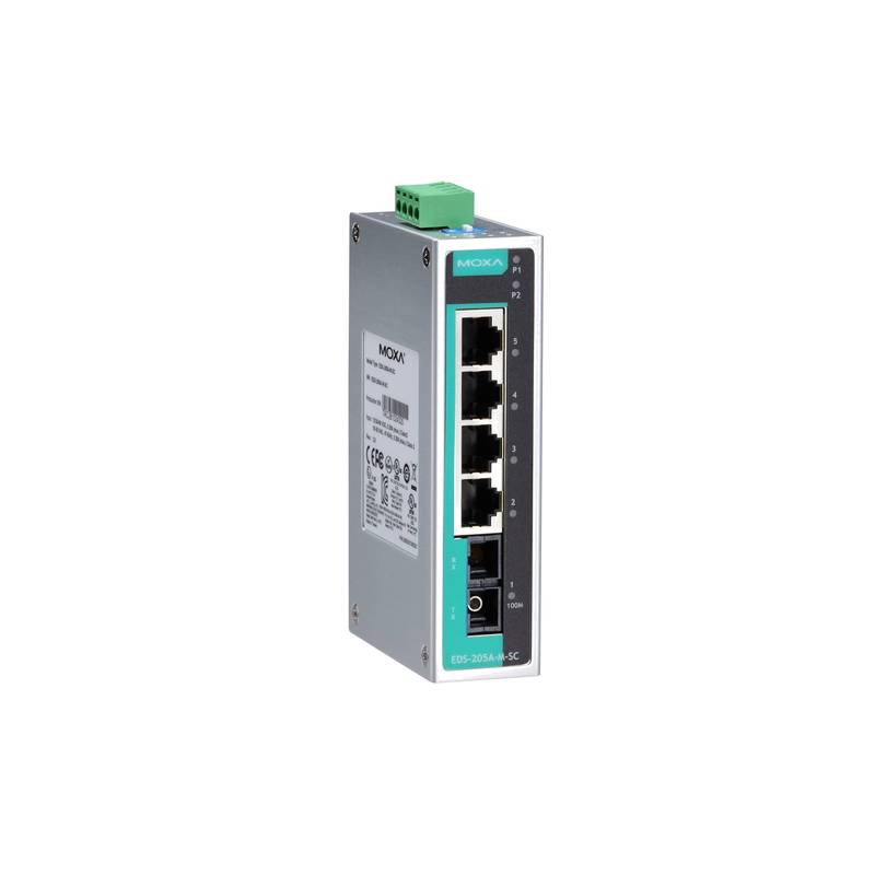 Moxa EDS-205A-S-SC 5-Port SC Single-mode Fiber Industrial Switch